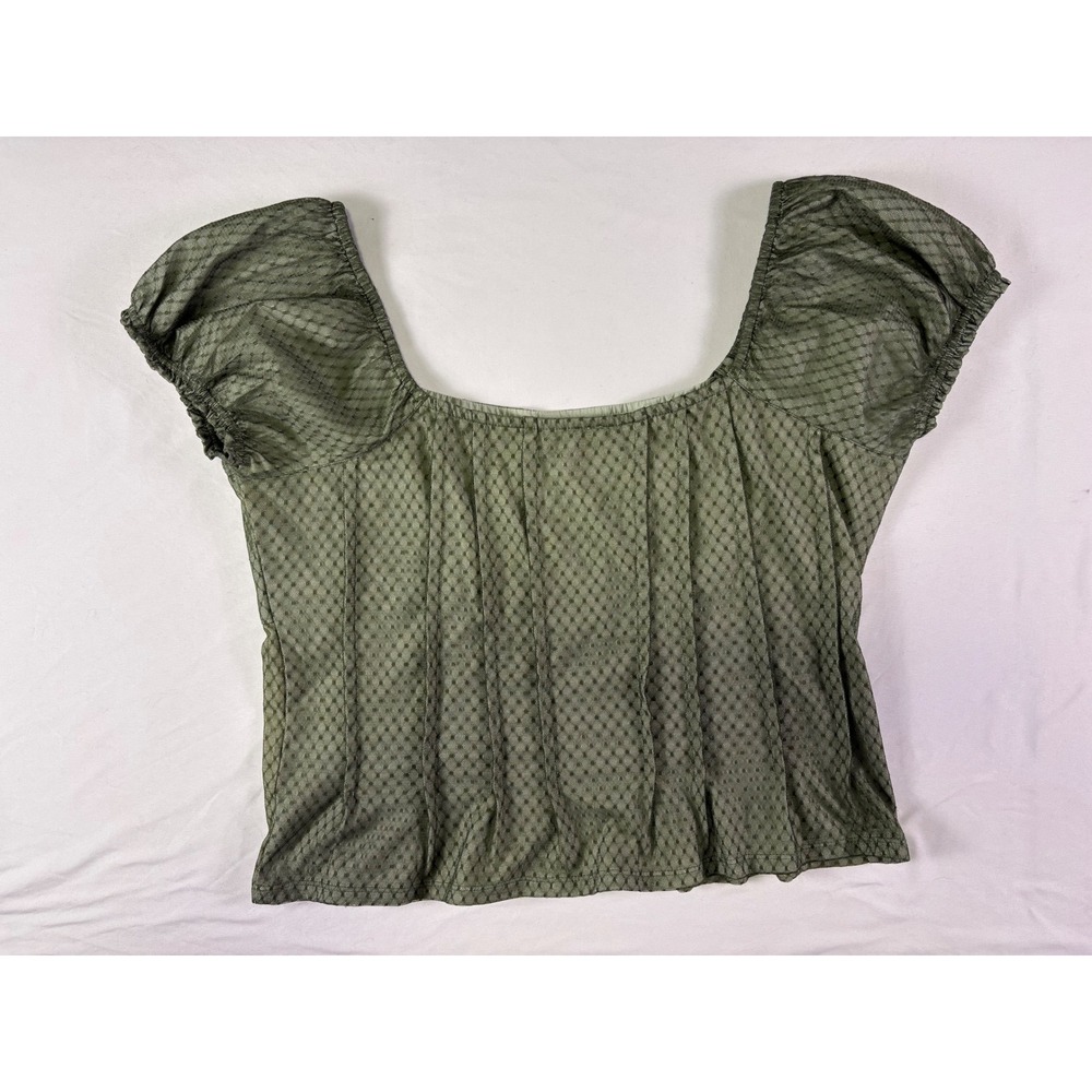Anthropologie Puffed Cap Sleeve Corset Top XL Pleated Romantic Peasant Ren Fair - Picture 7 of 8